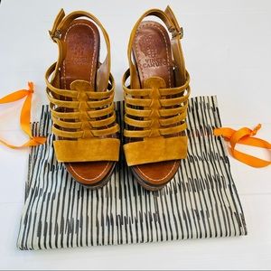 Vince Camuto Brown Suede Wood Platform Wedge